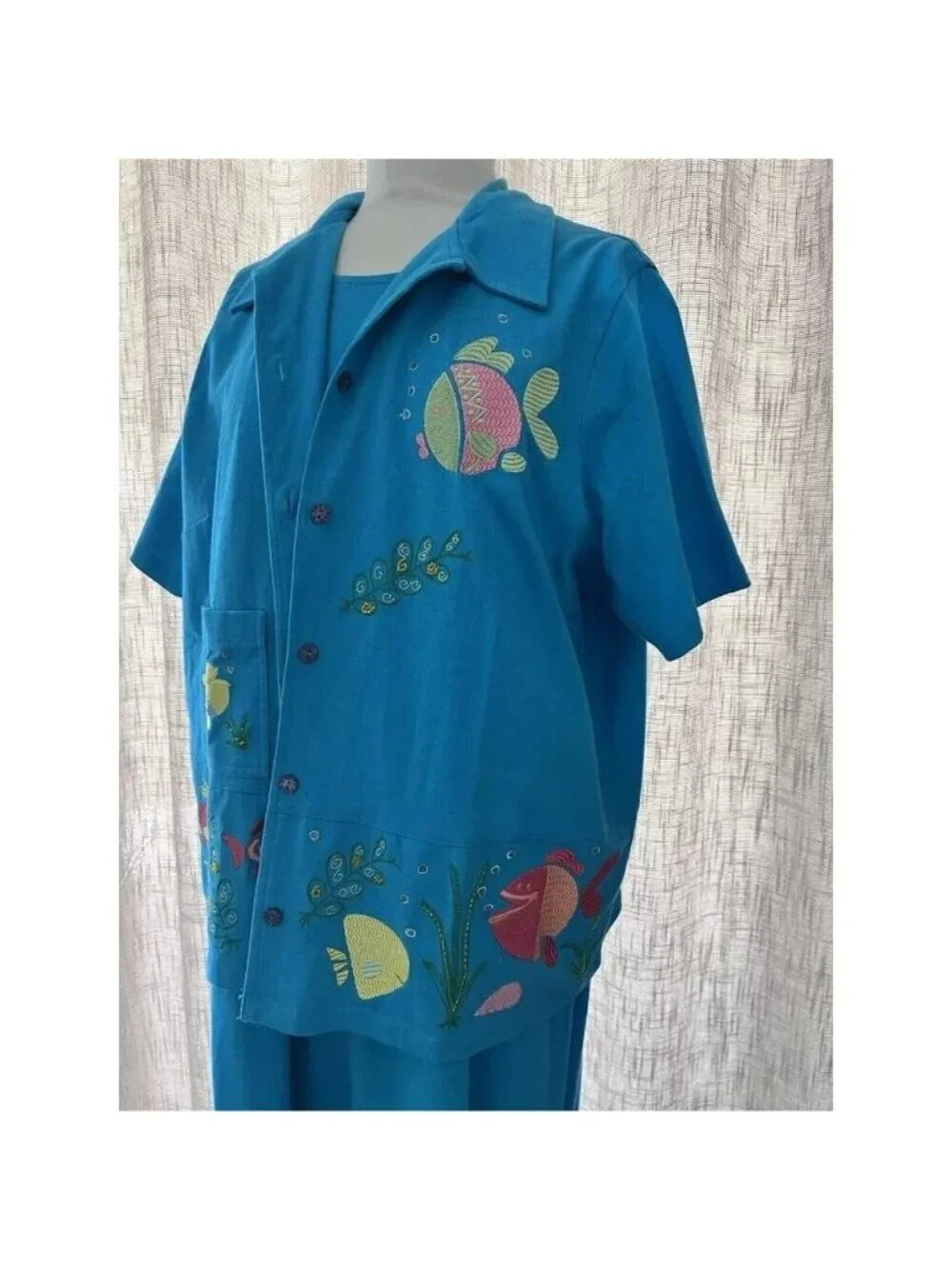 Davina Women’s Blue Embroidered Maxi Dress & Jacket Set 1X Cruise Resort Travel